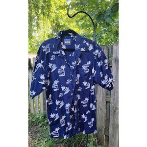 Mens Shirt Corona Beer Hawaiian 100% Cotton Shirt XL Blue Print Michael Palmer